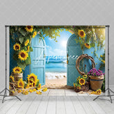 Aperturee - Aperturee Sunflower Summer Beach Photography Backdrop For Studio